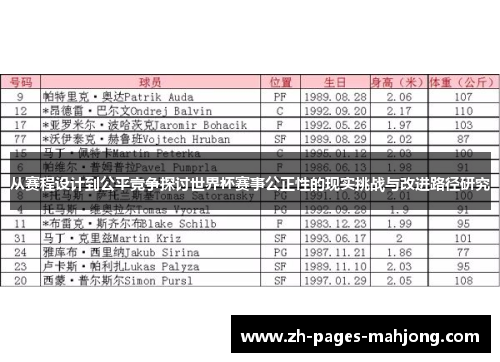 从赛程设计到公平竞争探讨世界杯赛事公正性的现实挑战与改进路径研究